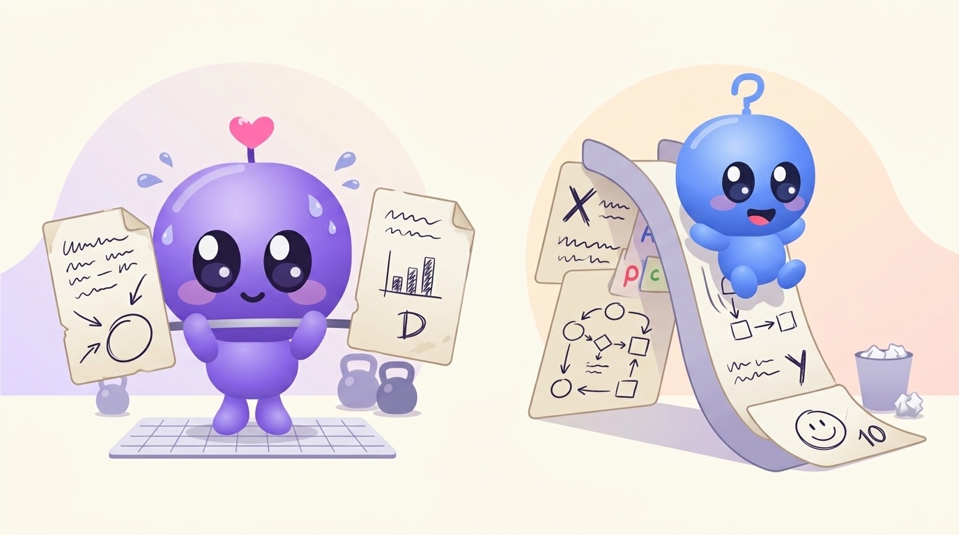Luke happily plays on a slide made of flashcards while Milli lifts a dumbbell shaped like a card in a little gym.